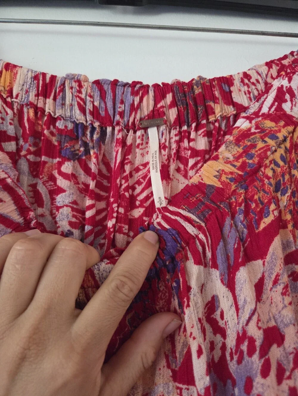 Free People Kahlo Printed Halter Red Floral Tiered Maxy Skirt